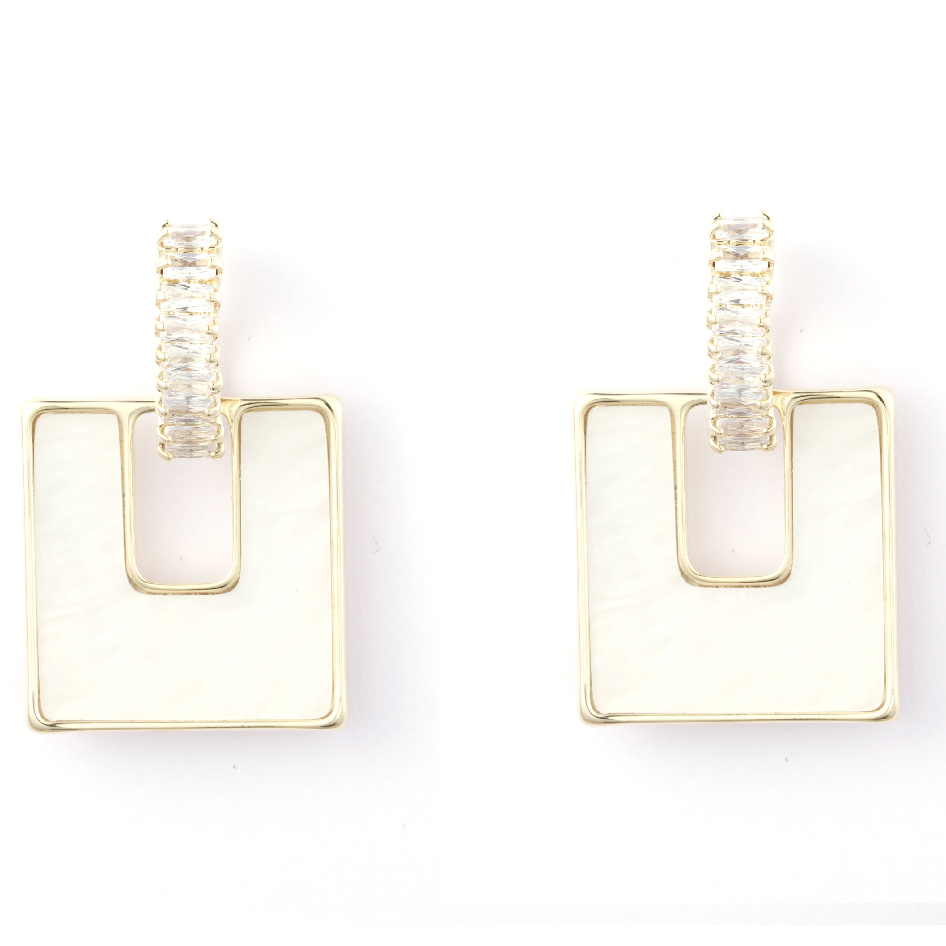Funky Gold Plated Earrings Studs Cubic Zirconia Decorated Low MOQ