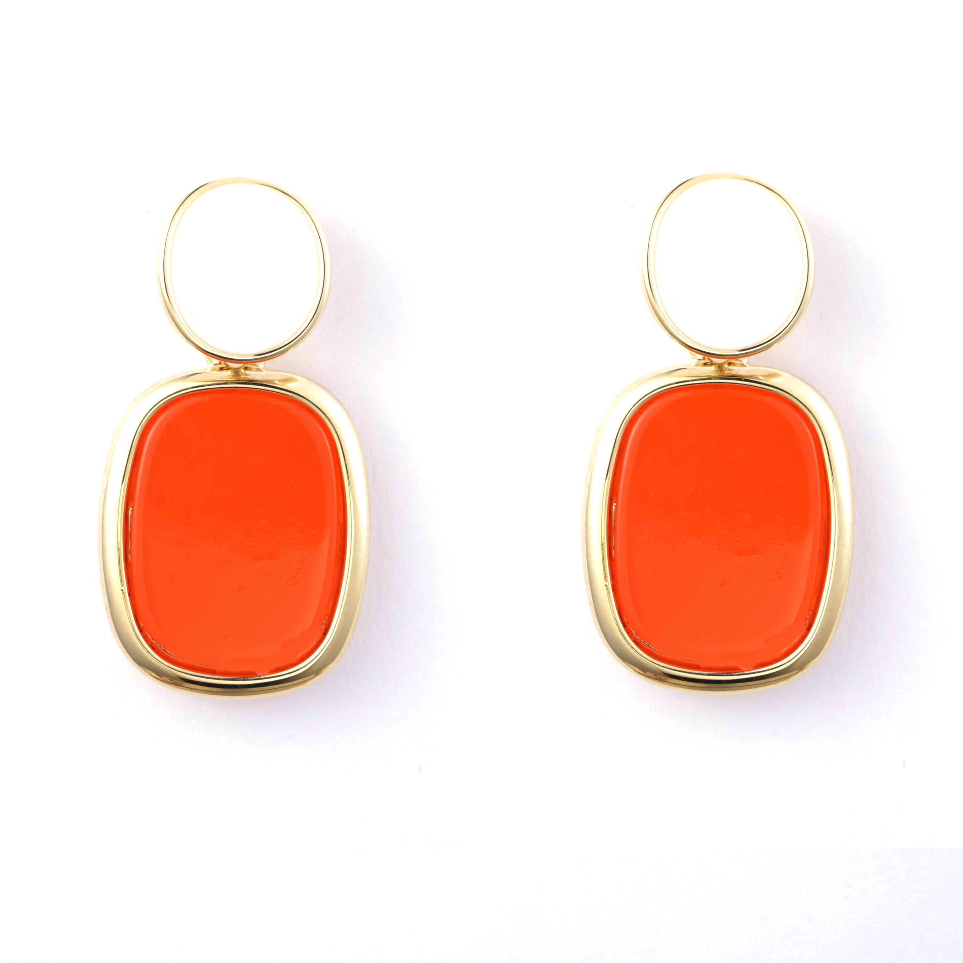 Trendy Style Orange Enamel Painted Fashion Earrings 