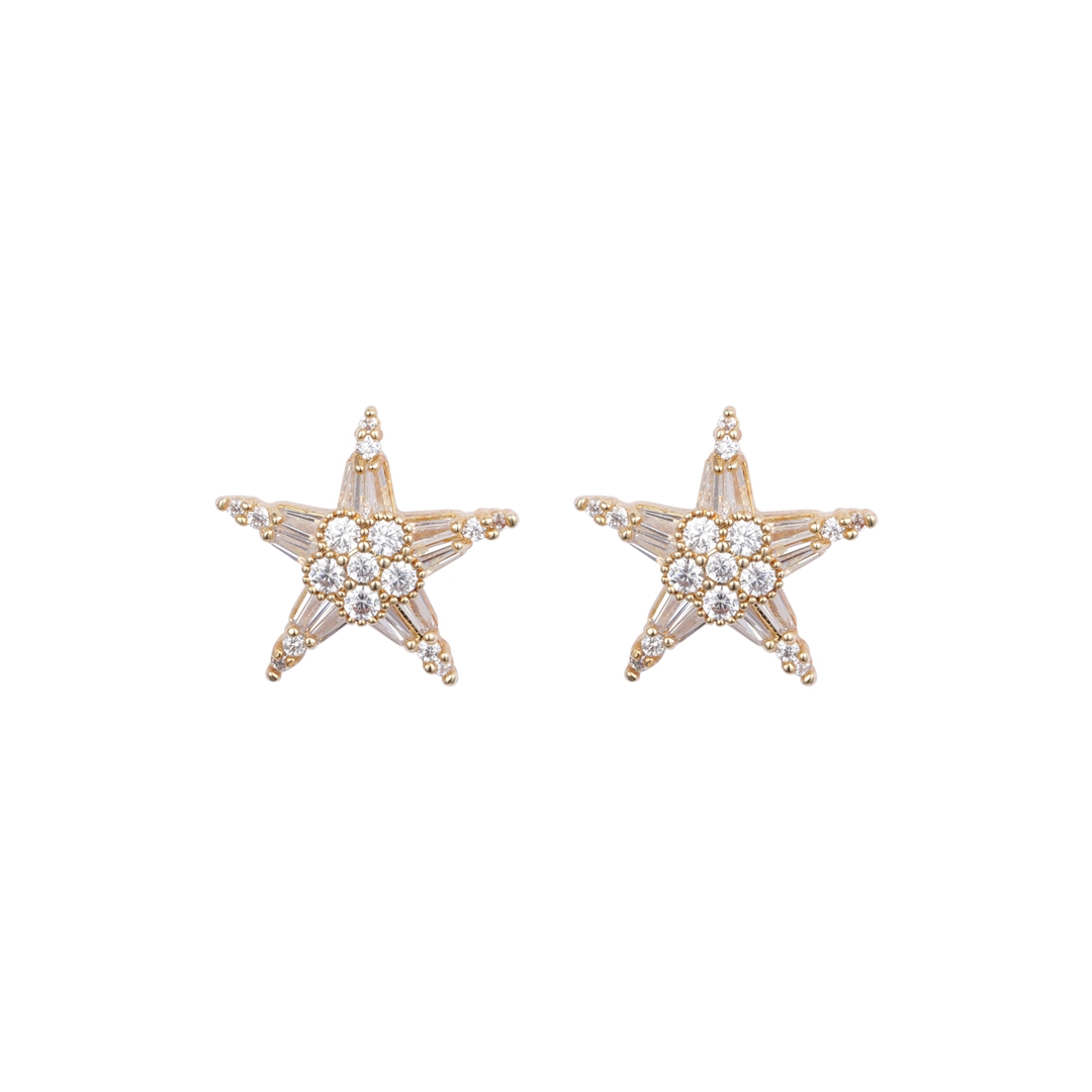 Shiny Stars Cz Decorated 14k Gold Plated Low MOQ