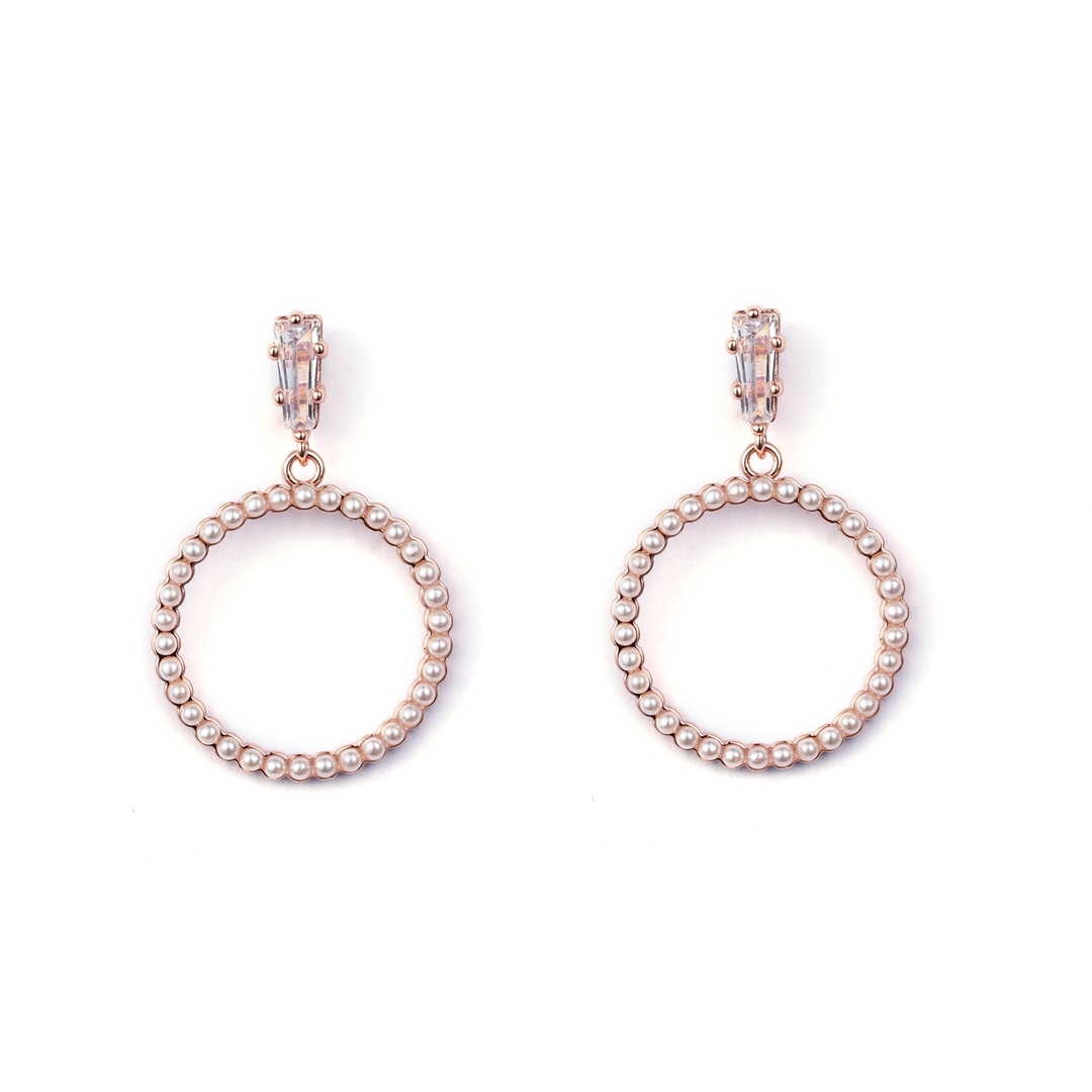 Rose Gold Plated Pearl Circle Earrings Negotiable Price
