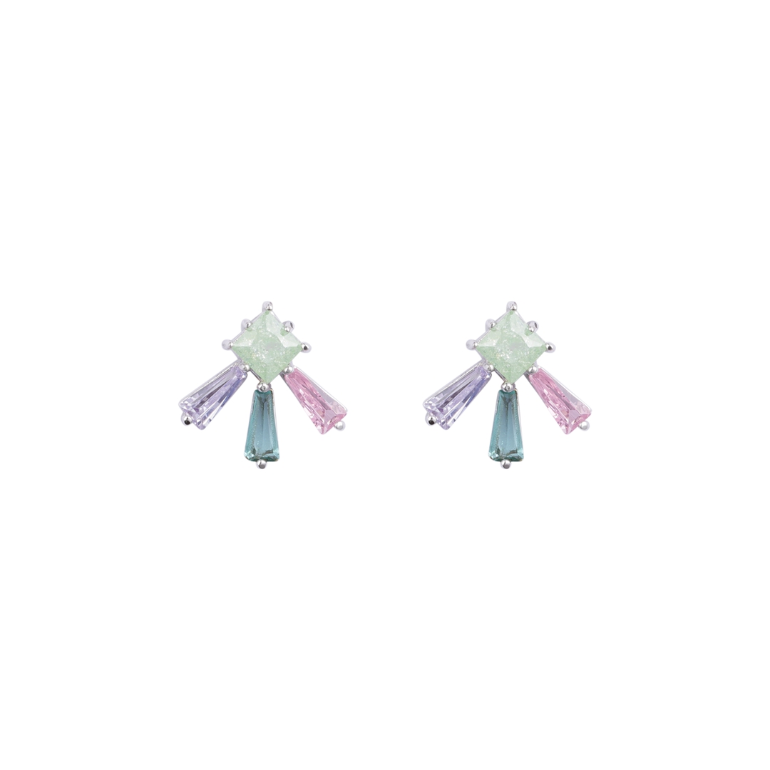 Wholesale Colorful CZ Decorated Petal Earrings
